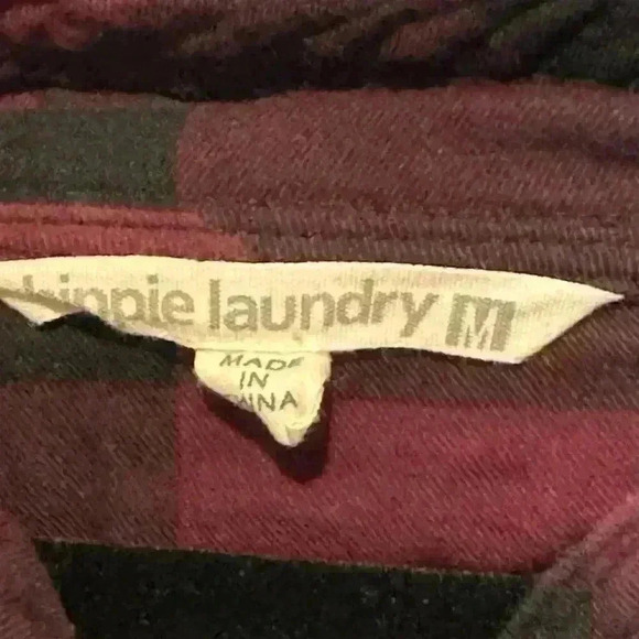 Hippie Laundry Women's Plaid Hooded Flannel Shirt Maroon/Black Size Medium - Picture 3 of 3